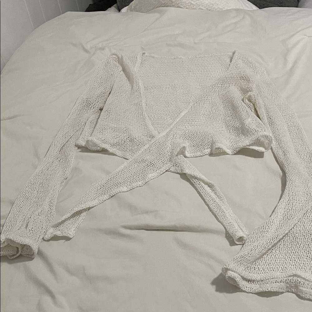 Cream Knit Long Sleeve Top